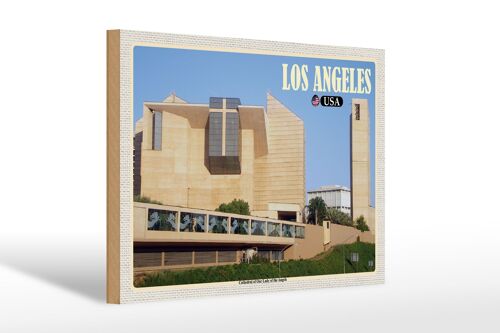 Holzschild Reise 30x20cm Los Angeles Cathedral Our Lady of Angels