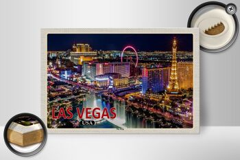 Panneau en bois voyage 30x20cm Las Vegas USA The Strip Casinos Hotel 2