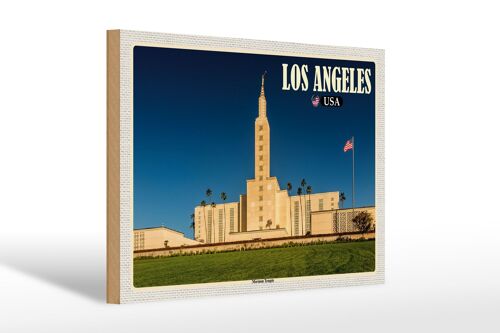 Holzschild Reise 30x20cm Los Angeles USA Mormon Temple