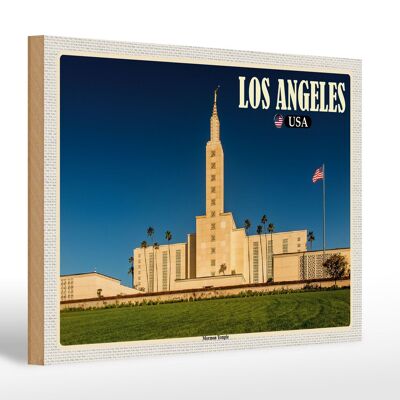 Cartel de madera viaje 30x20cm Los Ángeles EE.UU. Templo Mormón
