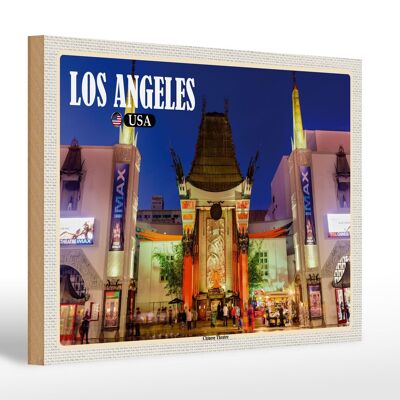 Cartel de madera viaje 30x20cm Los Ángeles EE.UU. Teatro Chino Desodorante