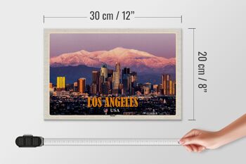 Panneau en bois voyage 30x20cm Los Angeles skyline montagnes gratte-ciel 4