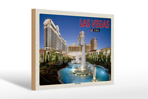 Holzschild Reise 30x20cm Las Vegas USA Caesars Palace Hotel Casino