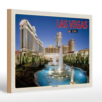 Holzschild Reise 30x20cm Las Vegas USA Caesars Palace Hotel Casino