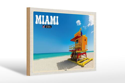 Holzschild Reise 30x20cm Miami USA Strand Meer Urlaub