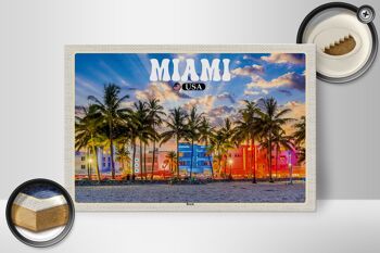 Panneau en bois voyage 30x20cm Miami USA plage palmiers vacances 2