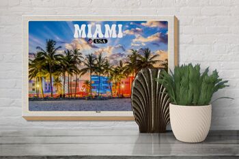 Panneau en bois voyage 30x20cm Miami USA plage palmiers vacances 3