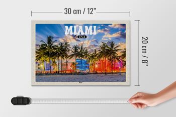 Panneau en bois voyage 30x20cm Miami USA plage palmiers vacances 4