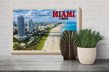 Panneau en bois voyage 30x20cm Miami USA plage gratte-ciel vacances à la mer 3