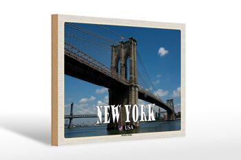 Panneau en bois voyage 30x20cm New York USA Pont de Brooklyn 1