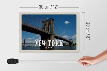 Panneau en bois voyage 30x20cm New York USA Pont de Brooklyn 4