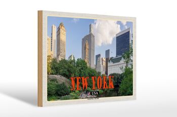 Panneau en bois voyage 30x20cm New York USA Central Park - The Pond See 1