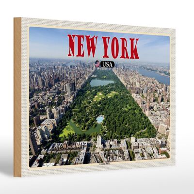 Cartel de madera viaje 30x20cm Nueva York EE.UU. Central Park