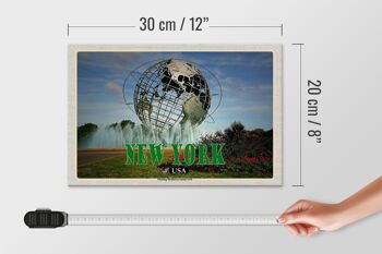 Panneau en bois voyage 30x20cm New York USA Flushing Meadows-Corona Park 4