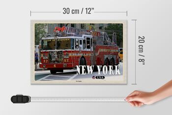 Panneau en bois voyage 30x20cm New York USA Fire Engine pompier 4