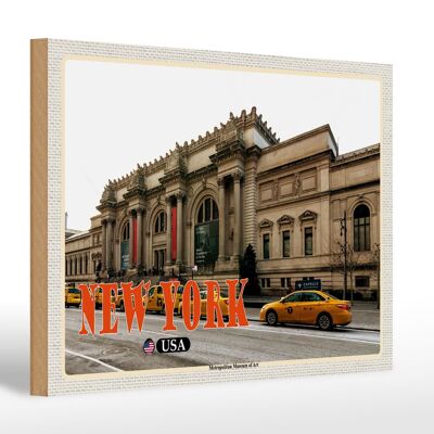 Cartel de madera viaje 30x20cm Nueva York EE.UU. Museo Metropolitano de Arte