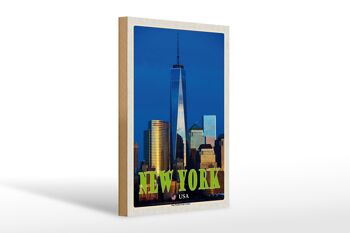 Panneau en bois voyage 20x30cm New York USA décoration One World Trade Center 1