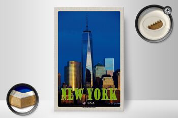Panneau en bois voyage 20x30cm New York USA décoration One World Trade Center 2