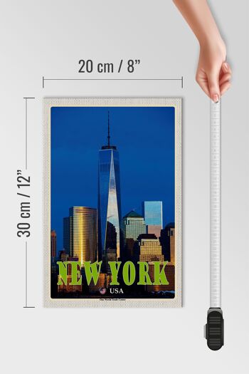 Panneau en bois voyage 20x30cm New York USA décoration One World Trade Center 4