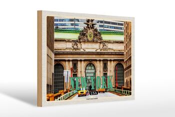 Panneau en bois voyage 30x20cm New York USA décoration Grand Central Terminal 1