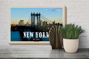 Panneau en bois voyage 30x20cm, décoration de pont New York USA Manhattan Bridge 3