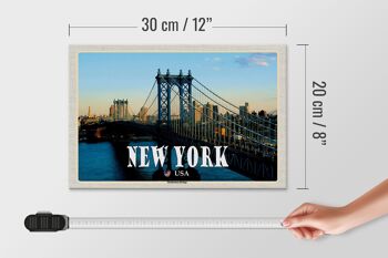 Panneau en bois voyage 30x20cm, décoration de pont New York USA Manhattan Bridge 4