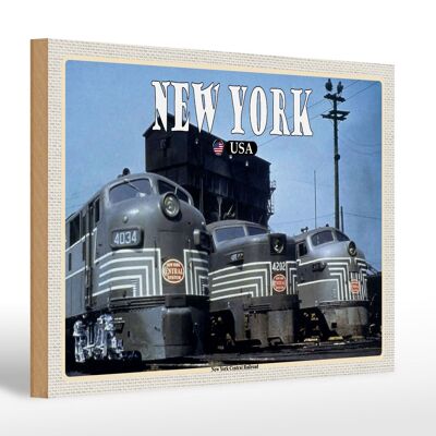 Cartel de madera viaje 30x20cm Trenes del Ferrocarril Central de Nueva York Nueva York