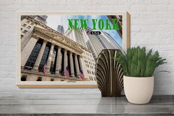 Panneau en bois voyage 30x20cm Bourse de New York USA 3
