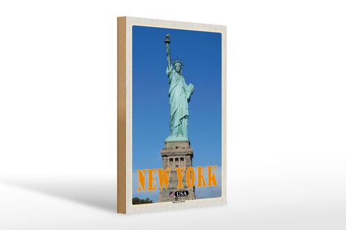 Holzschild Reise 20x30cm New York Statue of Liberty Freiheitsstatue