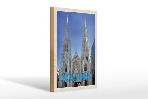 Holzschild Reise 20x30cm New York USA St. Patrick's Cathedral Deko