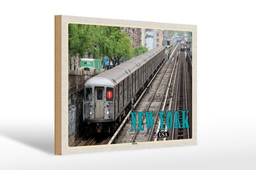 Holzschild Reise 30x20cm New York USA Subway U-Bahn tin