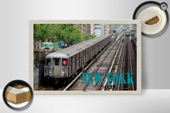 Panneau en bois voyage 30x20cm New York USA Subway métro en tôle 2