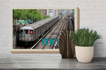 Panneau en bois voyage 30x20cm New York USA Subway métro en tôle 3