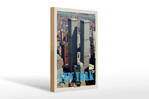 Holzschild Reise 20x30cm New York USA World Trade Center