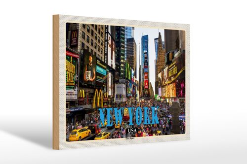 Holzschild Reise 30x20cm New York USA Times Square Zentrum
