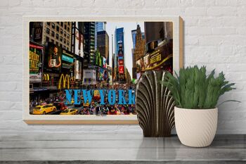 Panneau en bois voyage 30x20cm New York USA Times Square centre 3