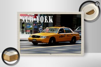 Panneau en bois voyage 30x20cm New York USA taxi rues cadeau 2