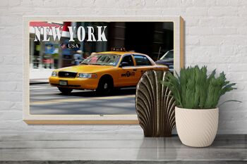 Panneau en bois voyage 30x20cm New York USA taxi rues cadeau 3