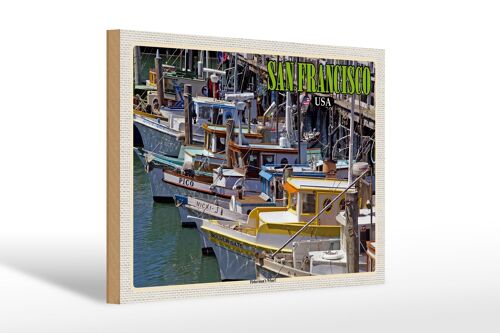 Holzschild Reise 30x20cm San Francisco Fisherman's Wharf