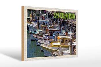 Panneau en bois voyage 30x20cm San Francisco Fisherman's Wharf 1