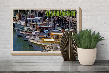 Panneau en bois voyage 30x20cm San Francisco Fisherman's Wharf 3