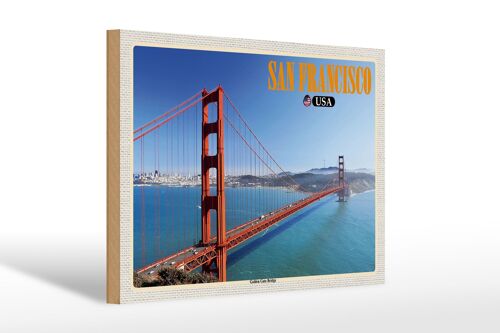Holzschild Reise 30x20cm San Francisco USA Golden Gate Bridge Deko