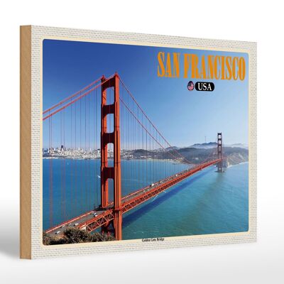 Holzschild Reise 30x20cm San Francisco USA Golden Gate Bridge Deko
