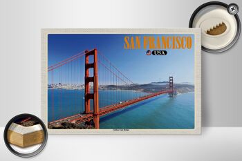 Panneau en bois voyage 30x20cm San Francisco USA décoration Golden Gate Bridge 2