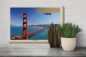 Panneau en bois voyage 30x20cm San Francisco USA décoration Golden Gate Bridge 3