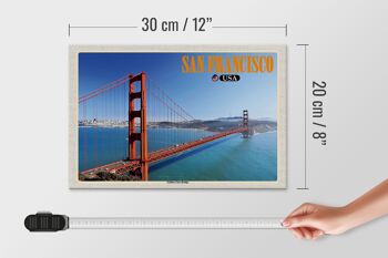 Panneau en bois voyage 30x20cm San Francisco USA décoration Golden Gate Bridge 4