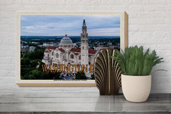 Panneau en bois voyage 30x20cm Washington DC USA Basilique Sanctuaire National 3