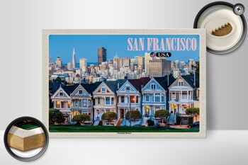 Panneau en bois voyage 30x20cm San Francisco USA décoration maisons victoriennes 2