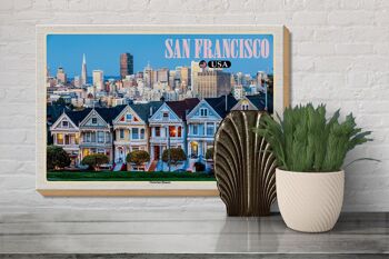 Panneau en bois voyage 30x20cm San Francisco USA décoration maisons victoriennes 3