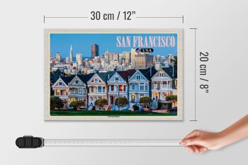 Panneau en bois voyage 30x20cm San Francisco USA décoration maisons victoriennes 4